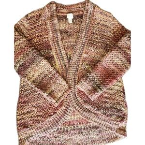 Chico's 3 XL Open Front Chunky Knit Cardigan Sweater‎ Boho Multicolor Cozy Layer